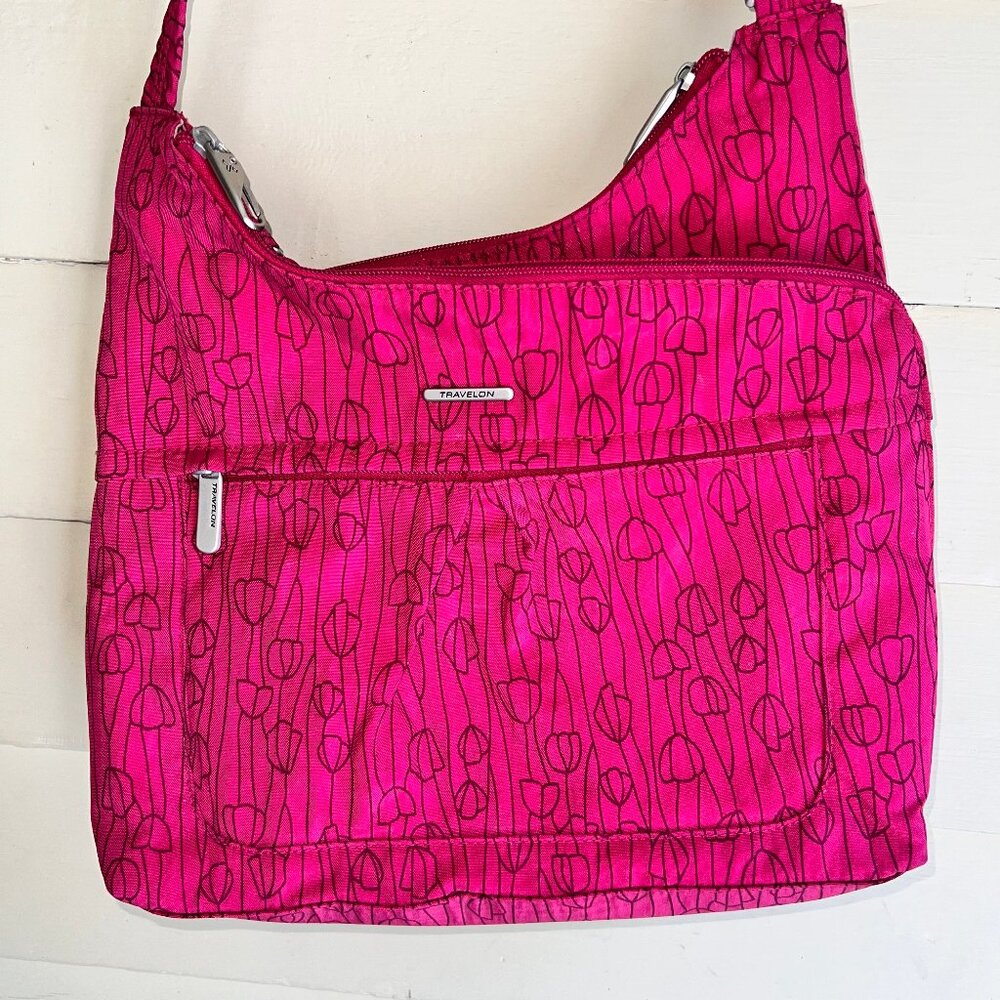 Travelon Hot Pink Floral Crossbody Bag